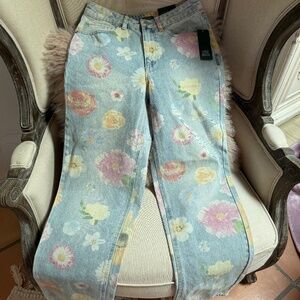 NWT Wild Fable Women Jeans High Rise 90s Relaxed Straight Floral Print 2